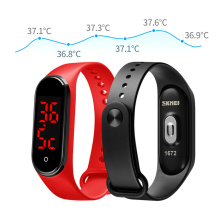 2020 SKMEI 1672 LED Montre-bracelet avec thermomètre corporel à écran tactile
